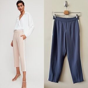 Aritzia-Babaton Conan Blue Grey/White Stripe Ankle Pants (Size:0)